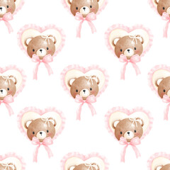 Cute Teddy Bear Seamless pattern 