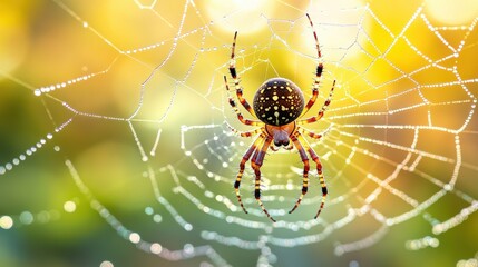 Orb-Weaver Spider Close-Up: Intricate Details of Spider in the Center