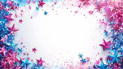 Colorful Frame Border Background for Labor Day Celebration with Stars and Glitter