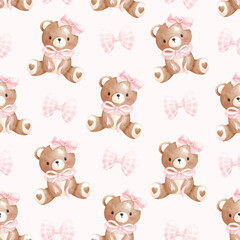 Obraz premium Cute Teddy Bear Seamless pattern 