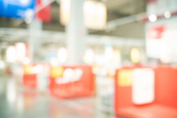 Abstract parcel box blurred on shelf of supermarket warehouse store