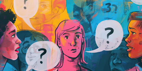 Cultural misunderstandings are the communication pitfalls, arising from differences in customs and norms: Illustrate cultural misunderstandings as speech bubbles with question marks