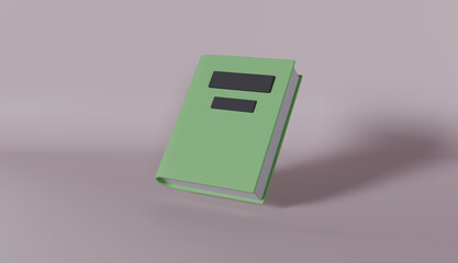 3D vector icon of green book on pink background