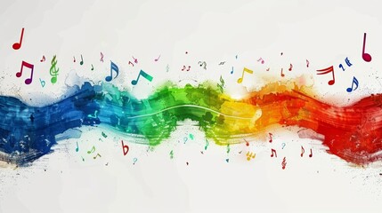 Vibrant Celebration of India Independence Day with Colorful Abstract Music Notes and Indian Flag Colors