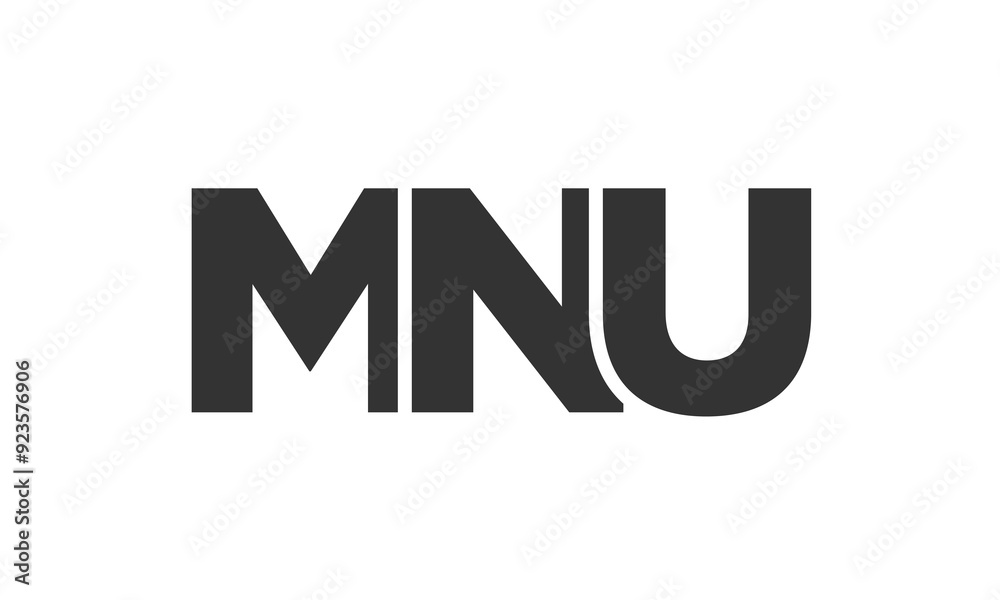 Fototapete MNU logo design template with strong and modern bold text. Initial based vector logotype featuring simple and minimal typography. Trendy company identity.