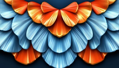 Obraz premium Abstract Floral Pattern with Blue and Orange Petals