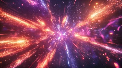 Obraz premium Fireworks display with a focus on the bright, colorful bursts of light.