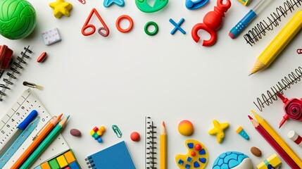 Colorful Education Back to School Background with Stationery and Learning Tools for Students and Teachers