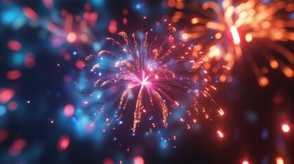 Obraz premium Fireworks show with the colors of the national flag, celebrating Independence Day.