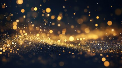 Obraz premium Glittering gold sparkles on a dark background, creating a luxurious feel.