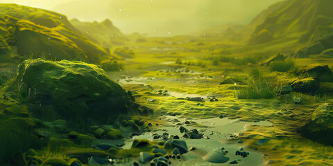 Obraz premium Unfamiliar terrain is the uncharted territory, demanding caution and preparation: Picture unfamiliar terrain as a rugged landscape, symbolizing the challenges and risks of exploring new and unfamiliar