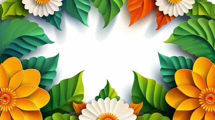 Naklejka premium Vibrant India Independence Day Celebration with Colorful Floral Design and National Colors