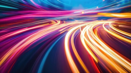 Obraz premium Abstract light trails background with dynamic and colorful streaks.