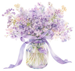 PNG Purple coquette flower vase lavender blossom pottery.