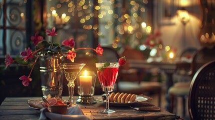 Romantic Evening at a Cozy Restaurant