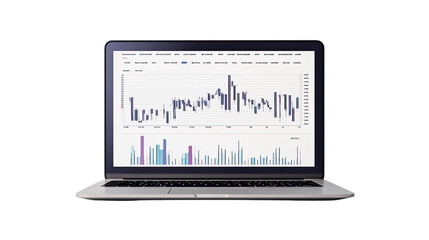 laptop with diagrams transparent background