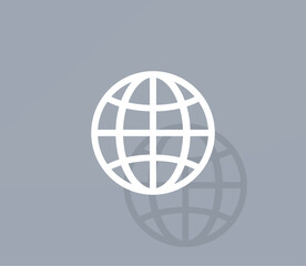 Vector icon of white color with shadow on gray background