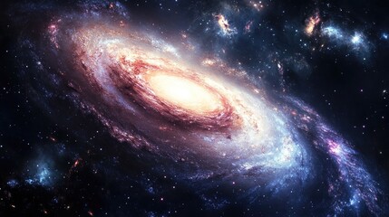 Fototapeta premium A mesmerizing galaxy with swirling stars and nebulae, perfect for a cosmic-themed screen saver.