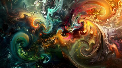 Obraz premium Abstract fractal background with glowing blue spirals and swirling textures in space