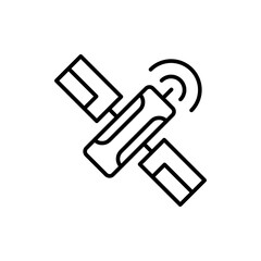 Broadcast satellite outline icons, minimalist vector illustration ,simple transparent graphic element .Isolated on white background