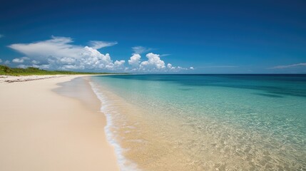 Obraz premium A pristine beach with clear water and no litter, emphasizing ocean conservation.