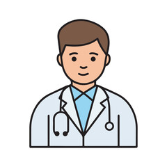 Doctor Icon flat style male. Doctor logo. For Mobile and Web.