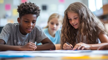 Fototapeta premium Diverse Students Working