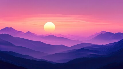 Fototapeta premium A serene mountain landscape at sunrise, perfect as a computer screen saver wallpaper