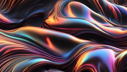 Fototapeta premium Beautiful 3D rendering of an abstract pattern with an iridescent shape that moves and waves. 
