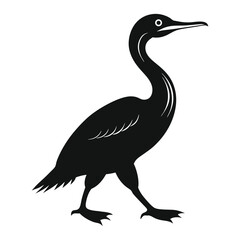 Illustration of Cormorant silhouette on white