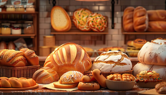 Bountiful Bakery: Freshly Baked Delights for Every Palate - Step into a bakery wonderland with the aroma of freshly baked bread and pastries filling the air.
