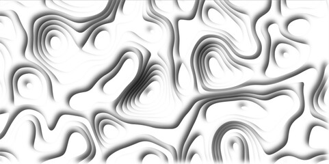 Abstract design with black and white abstract papercut and multi-layer cutout geometric pattern on vector Topographic canyon geometric map relief texture with curved layers beautiful design.