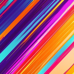 Obraz premium A dynamic background with diagonal lines in bright, contrasting colors like purple, orange, and turquoise, creating a lively and energetic feel. 8k UHD, suitable for high-quality printing or 