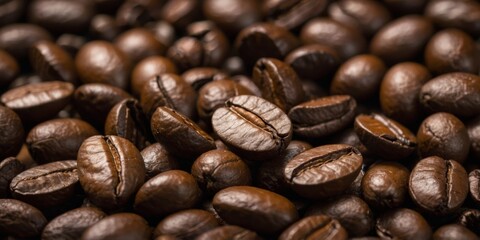Fototapeta premium Background of roasted coffee beans with pleasant aroma.