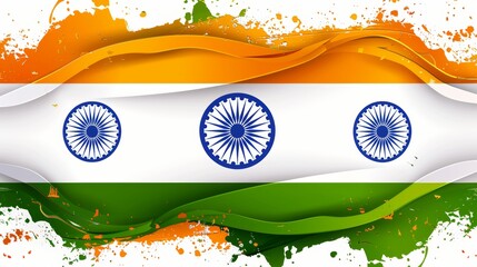 Obraz premium Vibrant Celebration of India Independence Day with Tricolor Flag and Ashoka Chakra Symbol
