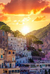 Fototapeta premium Town and Marina. Capri Island in Bay of Naples, Italy.