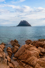 Beach on the Mediterranean Sea. Punta Don Diego, Sardinia, Italy. Background
