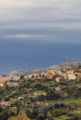 Fototapeta premium Small touristic town in the mountains. Dorgali, Sardinia, Italy