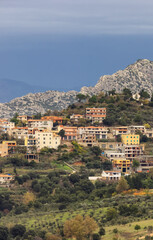 Naklejka premium Small touristic town in the mountains. Dorgali, Sardinia, Italy