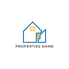 ILLUSTRATION BLUE COLOR HOME.MODERN HOUSE. RESENTIAL BUILDING SIMPLE MINIMALIST LOGO ICON DESIGN VECTOR. GOOD FOR REAL ESTATE, PROPERTY INSDUSTRY