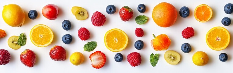 Colorful seamless pattern of vibrant fruits, creative and fresh design for textiles
