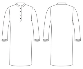 Men Mandarin Wrap Kurta punjabi vector illustration templet