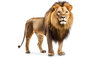 Obraz premium Majestic Lion Showcasing Power and Grace on White Background
