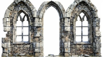 Fototapeta premium Ancient stone ruins featuring arched windows in a historical setting
