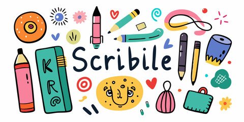 Scribble doodle paint underline set, vector children marker scratch, pen squiggle kit, black stoke. Kids hand drawn pencil abstract sketch, handwriting font alphabet, texture divider. Scribble doodle
