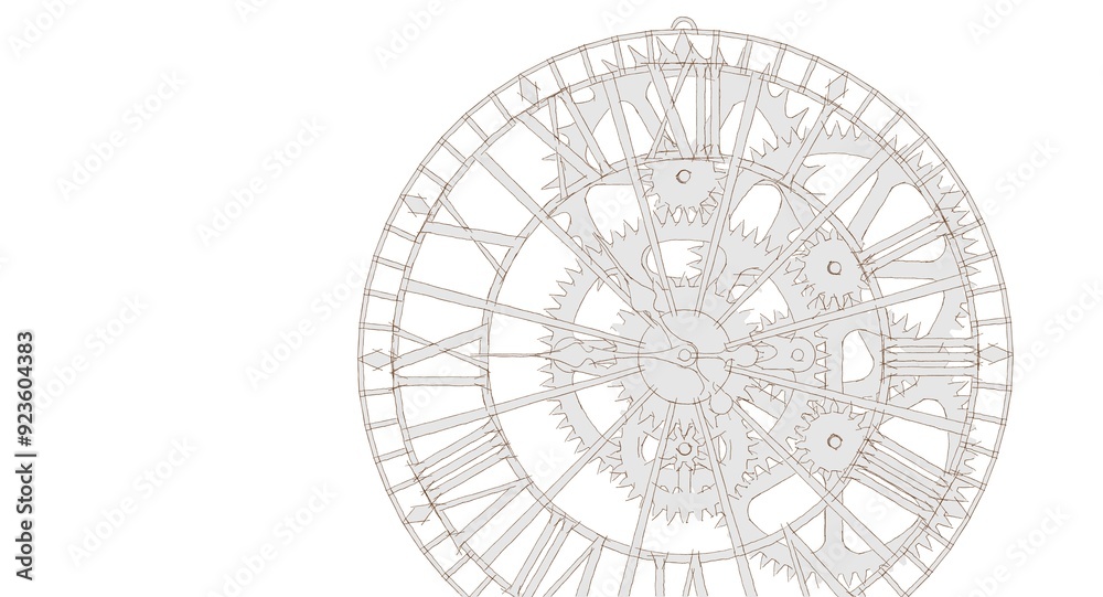 Wall mural clock graphic symbol 3d illustration