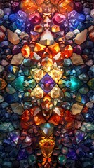 Fototapeta premium Digital kaleidoscope entangled gemstones abstract graphic poster background