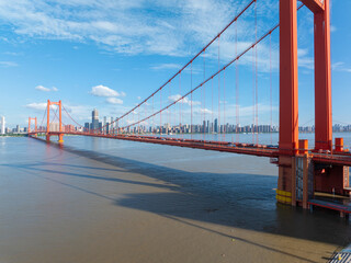 Wuhan Yingwuzhou Yangtze River Bridge scenery