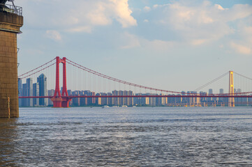 Wuhan Yingwuzhou Yangtze River Bridge scenery