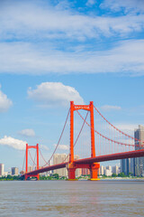 Wuhan Yingwuzhou Yangtze River Bridge scenery